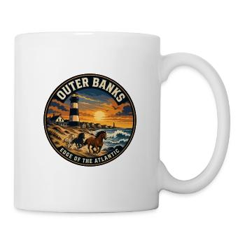 Outer Banks Wild Horses Retro Leuchtturmabzeichen - Tasse - Weiß - Rechts
