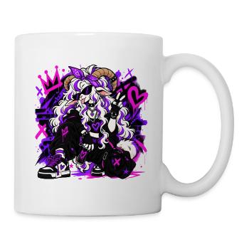 Rebellisches Graffiti-Ziegenmädchen - Tasse - Weiß - Rechts