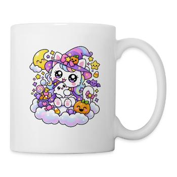 Kawaii-Hexenkatze auf den Wolken - Tasse - Weiß - Rechts