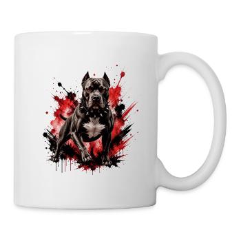 Pitbull mit rotem Spritzer - Tasse - Weiß - Rechts