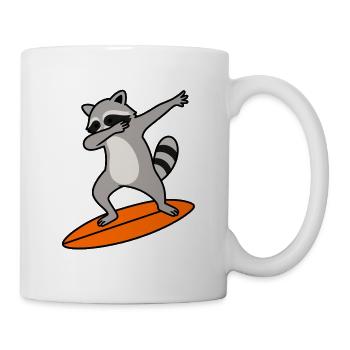 Waschbär Surf-Charme - Tasse - Weiß - Rechts