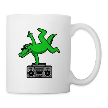 Grüner Krokodil auf Boombox - Tasse - Weiß - Rechts