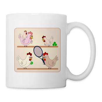 Hühnerstall-Tennis - Tasse - Weiß - Rechts