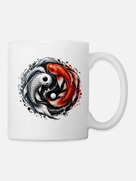 Koi Yin Yang Harmoniefisch - Tasse - Weiß