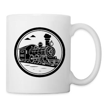 Dampflokomotive Skizze - Tasse - Weiß - Rechts