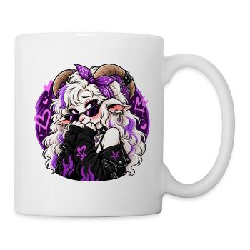 Schüchternes Punk-Schaf mit Herzen - Tasse - Weiß - Rechts