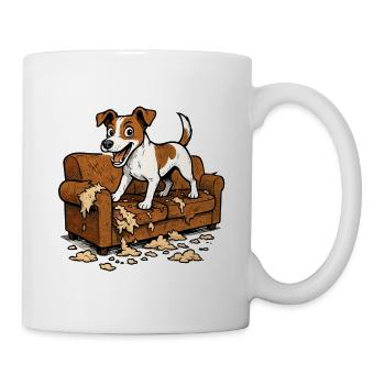 Jack Russell Terrier Chaos Zerrissenes Sofa - Tasse - Weiß - Rechts