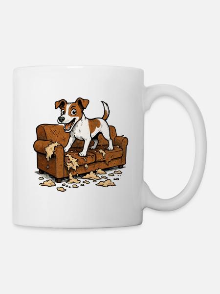 Jack Russell Terrier Chaos Zerrissenes Sofa - Tasse - Weiß