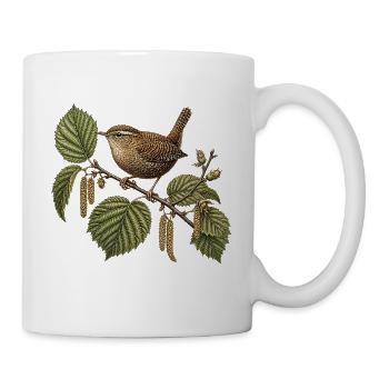 Süßer Zaunkönig – Naturwissenschaftliche Gravur - Tasse - Weiß - Rechts