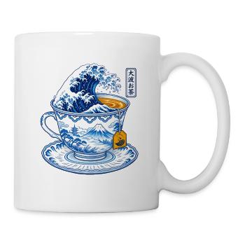 Japanische Welle in Teetasse Kunst - Tasse - Weiß - Rechts