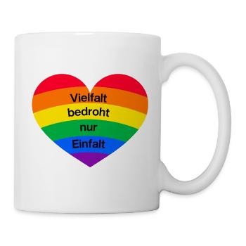 VIELFALT BEDROHT NUR EINFALT, FÜR EINE BUNTE WELT - Tasse - Weiß - Rechts