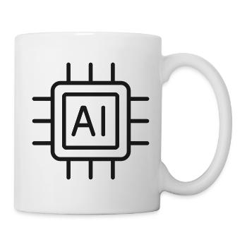 KI-Mikrochip-Liniensymbol - Tasse - Weiß - Rechts