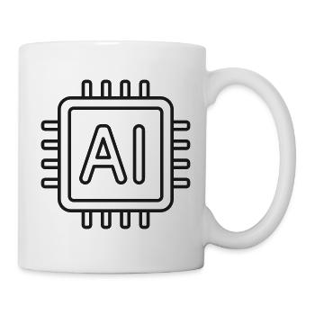 KI-Mikrochip-Liniensymbol - Tasse - Weiß - Rechts