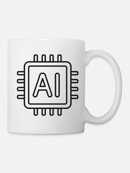 KI-Mikrochip-Liniensymbol - Tasse - Weiß