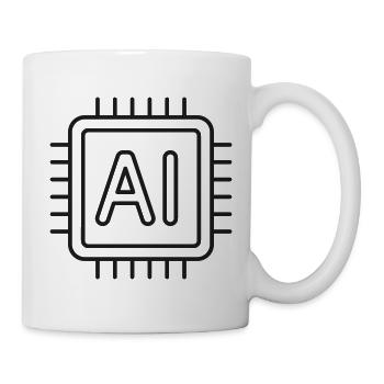 KI-Mikrochip-Liniensymbol - Tasse - Weiß - Rechts