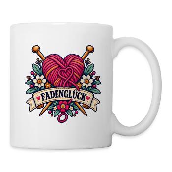 Fadenglück – Stricken verbindet - Tasse - Weiß - Rechts