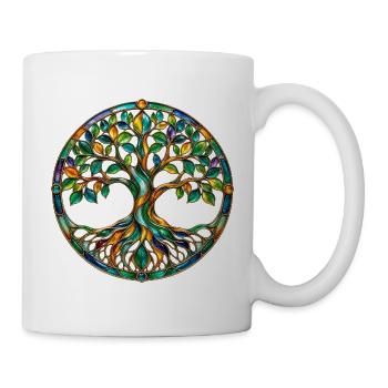 Bunter Lebensbaum - Tasse - Weiß - Rechts