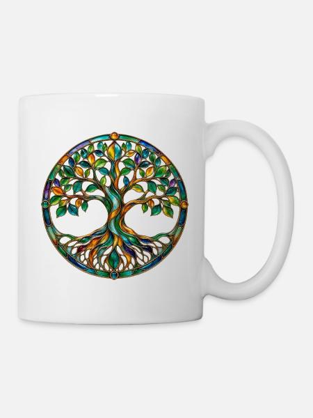 Bunter Lebensbaum - Tasse - Weiß