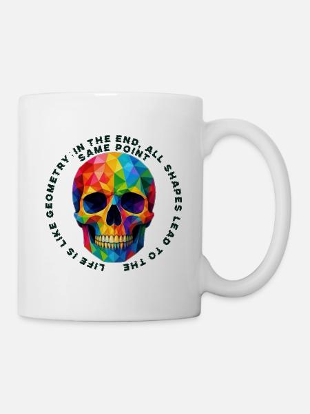 Geometrischer Regenbogen Totenkopf - Tasse - Weiß