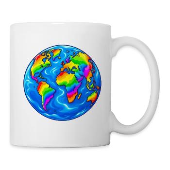 Bunte Welt – Regenbogen Erde - Tasse - Weiß - Rechts