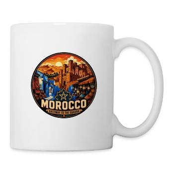 Marokko Sahara Vintage-Reiseemblem - Tasse - Weiß - Rechts