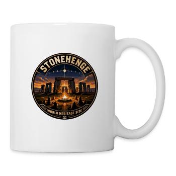 Stonehenge Weltkulturerbe-Vintage Reiseabzeichen - Tasse - Weiß - Rechts