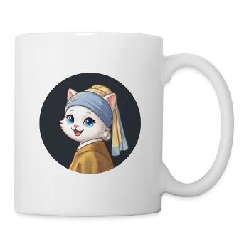 Mädchen mit dem Perlenohrring Katze - Tasse - Weiß - Rechts