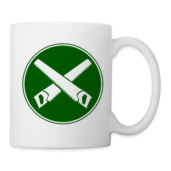 Gekreuzte Sägen im Grün - Tasse - Weiß - Rechts