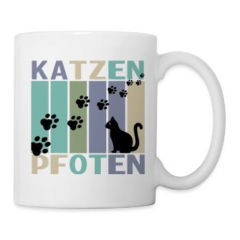 Katzen Pfoten Retro Design - Tasse - Weiß - Rechts