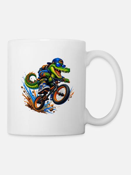 Krokodil BMX – Cooles Freestyle Bike Motiv - Tasse - Weiß