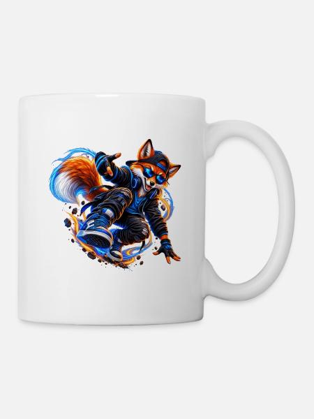 Neon Fuchs – Street Art - Tasse - Weiß