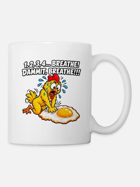 Ängstliches Küken-Atem-Meme - Tasse - Weiß