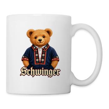 Schwinger Bärenlook im Schweizer Edelweisshemd - Tasse - Weiß - Rechts