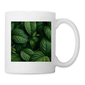 Smaragdgrüne Taublätter - Tasse - Weiß - Rechts