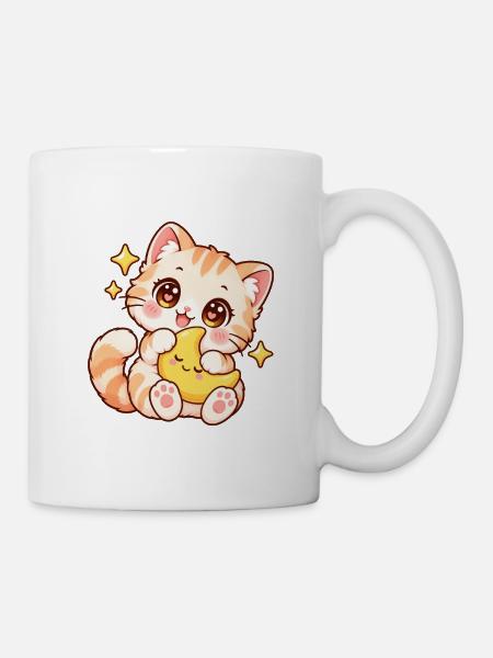 Mondkuschelkatze - Tasse - Weiß
