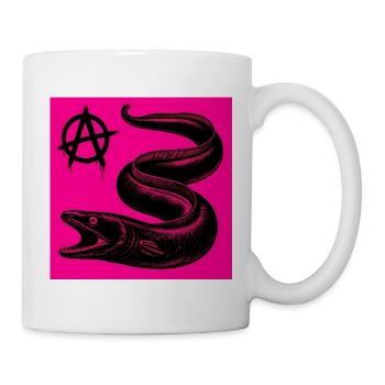 Anarchischer schwarzer Aal auf Neonpink - Tasse - Weiß - Rechts