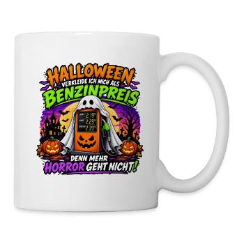 Halloween Benzinpreis Spuk - Tasse - Weiß - Rechts