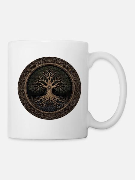 Baum des Lebens Mystisch Wikinger Design Keltisch - Tasse - Weiß