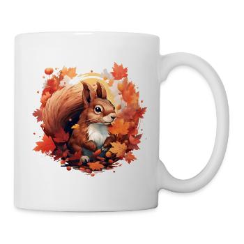 Herbstliches Eichhörnchen im Laub - Tasse - Weiß - Rechts
