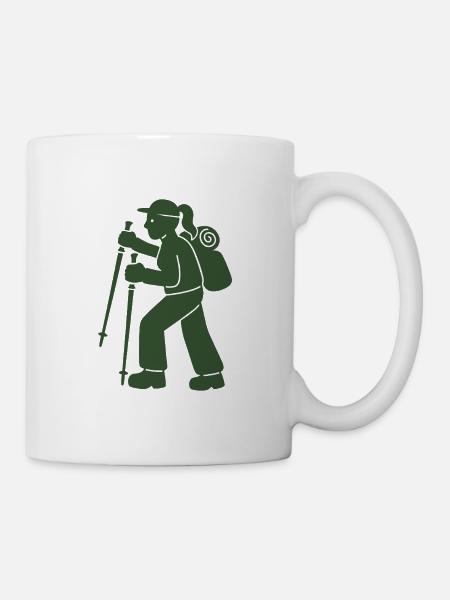 Bergwanderer mit Stöcken - Tasse - Weiß