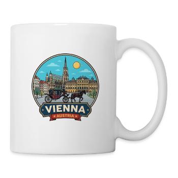 Wiener, Österreich, St. Stephans-Palast-Reiseabzeichen - Tasse - Weiß - Rechts