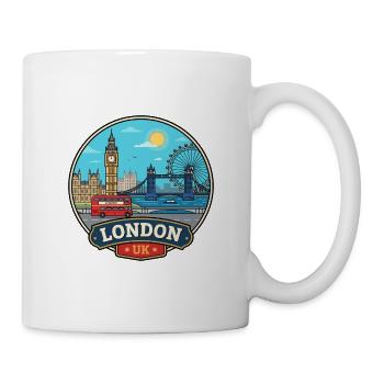 London UK Reiseabzeichen Big Ben Tower Bridge - Tasse - Weiß - Rechts