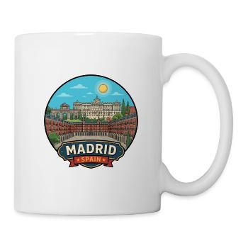 Madrid, Spanien Reiseabzeichen Königlicher Palast Puerta - Tasse - Weiß - Rechts