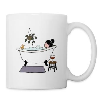 Entspannendes Schaumbad mit Wein & Badeente - Tasse - Weiß - Rechts