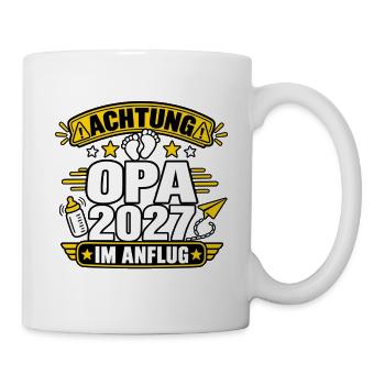 Achtung Opa 2027 – Geschenk werdender Opa - Tasse - Weiß - Rechts