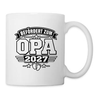 Befördert zum Opa 2027 – Geschenk für Opa - Tasse - Weiß - Rechts