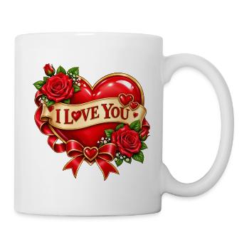 I Love You Herzbanner - Tasse - Weiß - Rechts