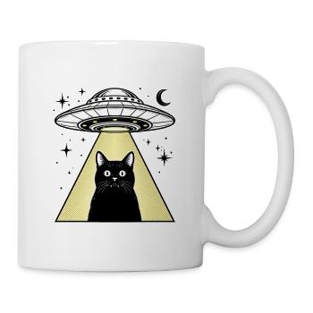 Retro UFO Katzenentführung Vintage Space T-Shirt - Tasse - Weiß - Rechts