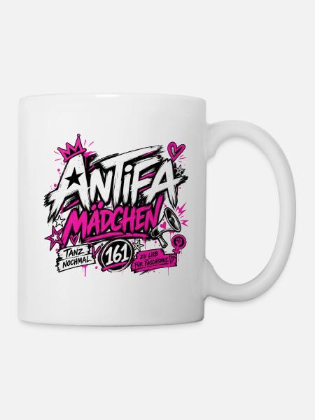 Antifa Mädchen - Tasse - Weiß