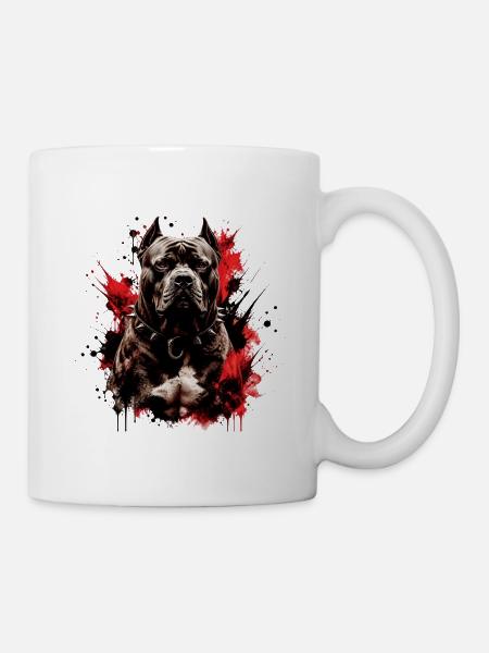 Krafthund mit rotem Fleck - Tasse - Weiß